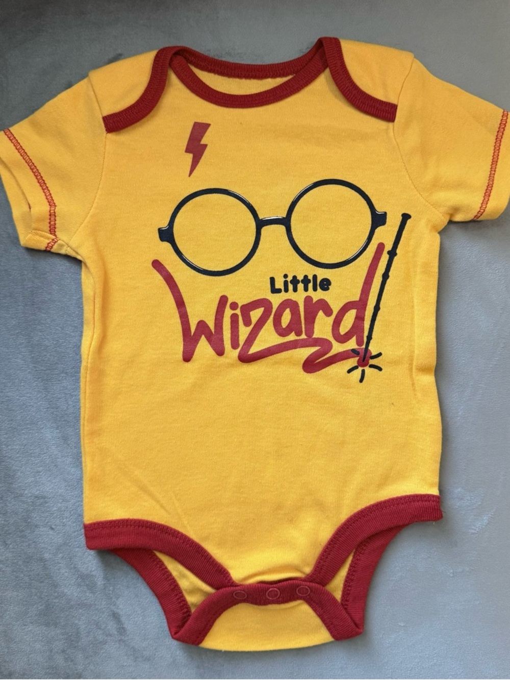 Harry Potter Little Wizard Yellow & Red Baby Onesie